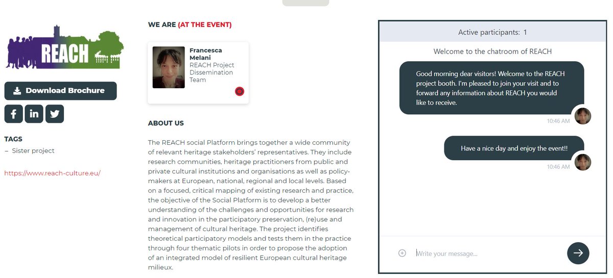 REACH_2017's tweet photo. 📢📢3rd day of  participation to the ROCK virtual exhibition for the REACH project. 
Register here: https://t.co/3Z6cSbBtMW
and visit our booth!!! Looking forward to welcoming you!!!!!
#OpenKnowledgeWeek
@ROCK_H2020 https://t.co/3olwc9ZadD