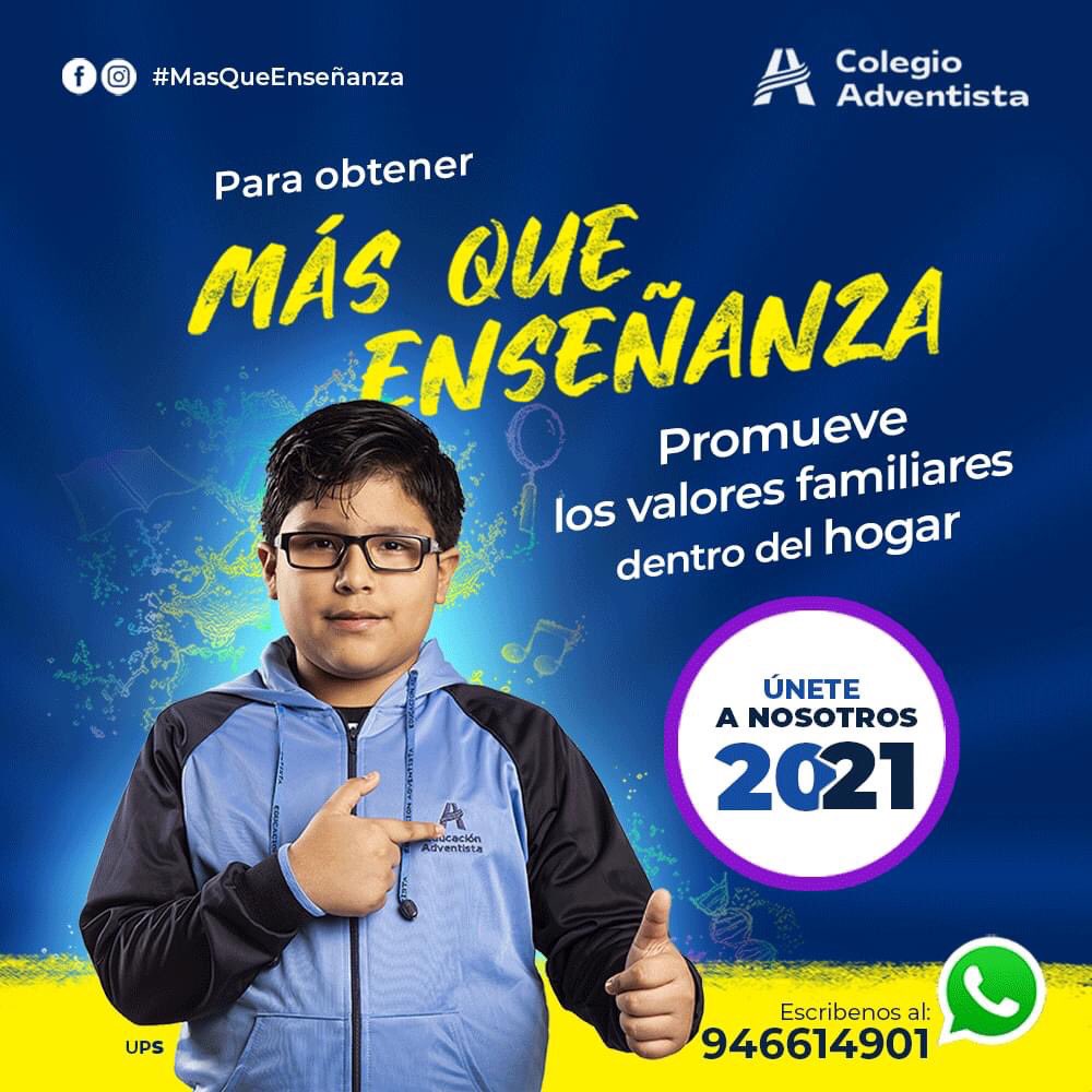 ¡Ya iniciamos las incripciones !🔜
#ADMISIÓN2021: INICIAL, PRIMARIA Y SECUNDARIA. Comprometidos con el futuro de sus hijos.
¡Contactanos Hoy!📞 Conoce más sobre Nuestra Propuesta educativa que promueve una Educación Integral 👩🏻‍🏫👨‍👩‍👦
Más información Aquí ➡️: bit.ly/2FSiykTconsult…