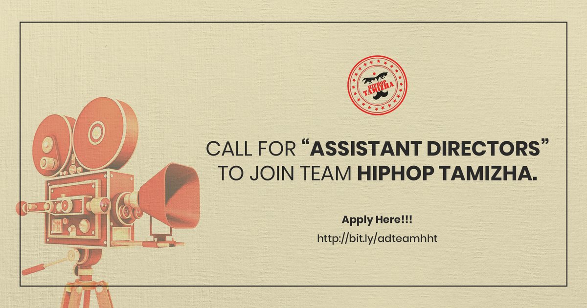 hiphoptamizha's tweet photo. Hello to the Creators of Dreams, 

Here is an exciting chance to be a part of the directorial team of HipHop Tamizha. Click the below link to apply.
https://t.co/ZZWCxhWUh4 https://t.co/JraW2QLpFO