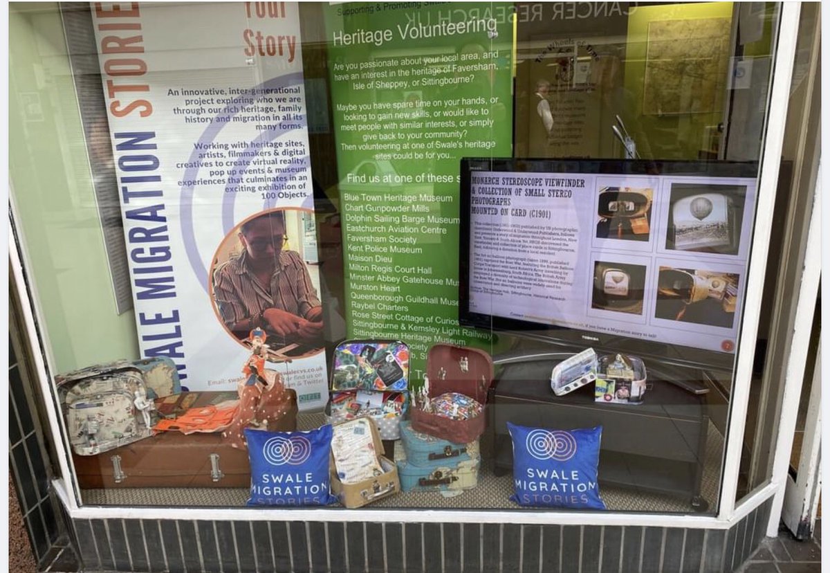 Our amazing volunteers have created a pop up window display at the Heritage Hub in the Forum shopping centre. The window is full of suitcases and artworks that represent collective Migration Stories. If you are passing by, please take the time to have a look