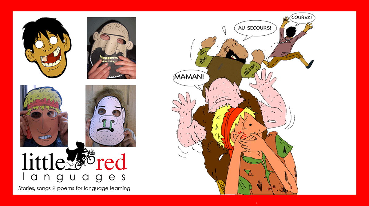 LittleRedLang's tweet photo. #mfltwitterati Looking for some Halloween fun? Enjoy our funny version of Les Quatre Musiciens de Brême, complete with printable masks! Story available in French and English. https://t.co/48tJUkuOsc https://t.co/OcYTn3celn