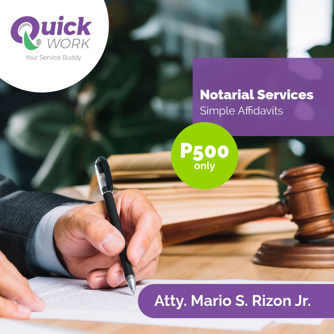 QuickWorkph's tweet image. Need sample affidavits? Notary? For as low as P500!
Book the QuickWork app and know what other companies offer the best deals!

DOWNLOAD THE APP NOW!
bit.ly/30q3rWE

#quickwork #quick #quickfix #fix #notary