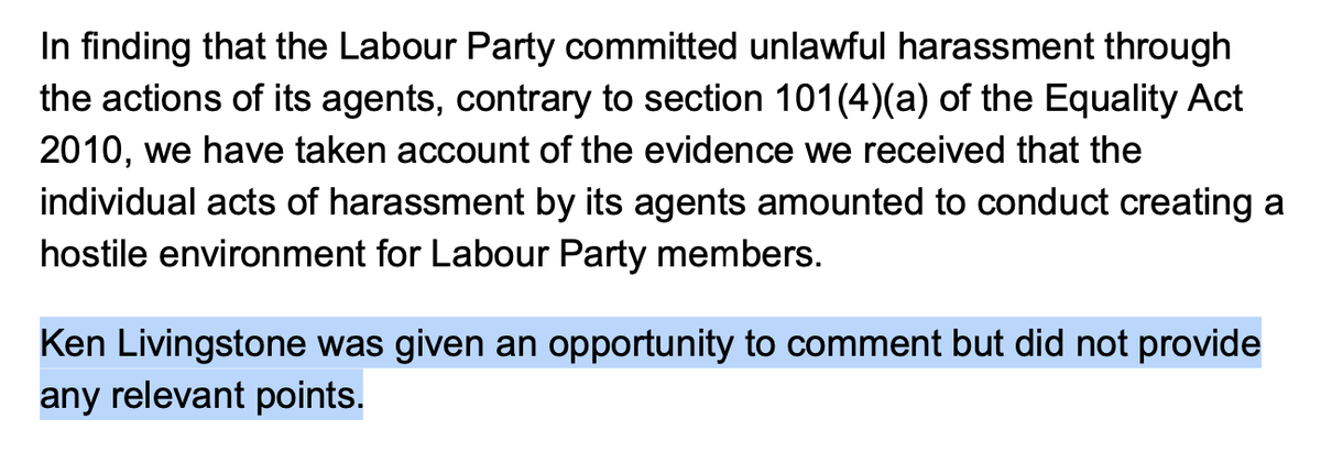 Ken Livingstone has told me that the  @EHRC never even bothered to send me a draft of its report. Due diligence, due process?