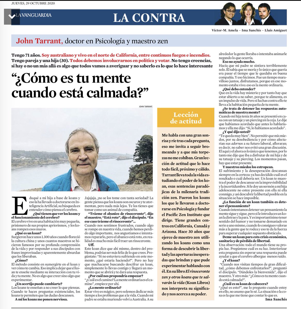 elsapunset's tweet photo. “Cuando nos visitan tiempos de gran dificultad, ¿cómo debemos enfrentarlos?”, preguntó el discípulo. “Dándoles la bienvenida”, dijo el maestro. Y otro más: “Cómo es tu mente cuando está calmada?” #lacontra #koan https://t.co/kCKtG2uPnU
