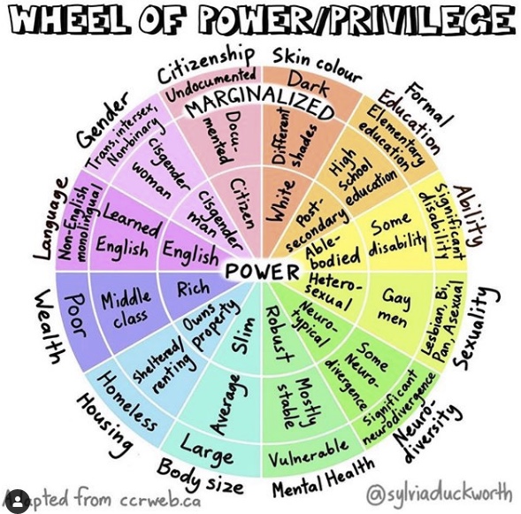 DrCPettingerRD's tweet photo. I have just completely redesigned my #FoodChoice lectures @PlymDietNut using this great accessible #Power #privilege wheel - designed by @sylviaduckworth It is vital that #nutrition &amp; #RD2b students understand #health &amp; #nutritional #inequalities #equality #diversity #power https://t.co/g7pyzZyyeI