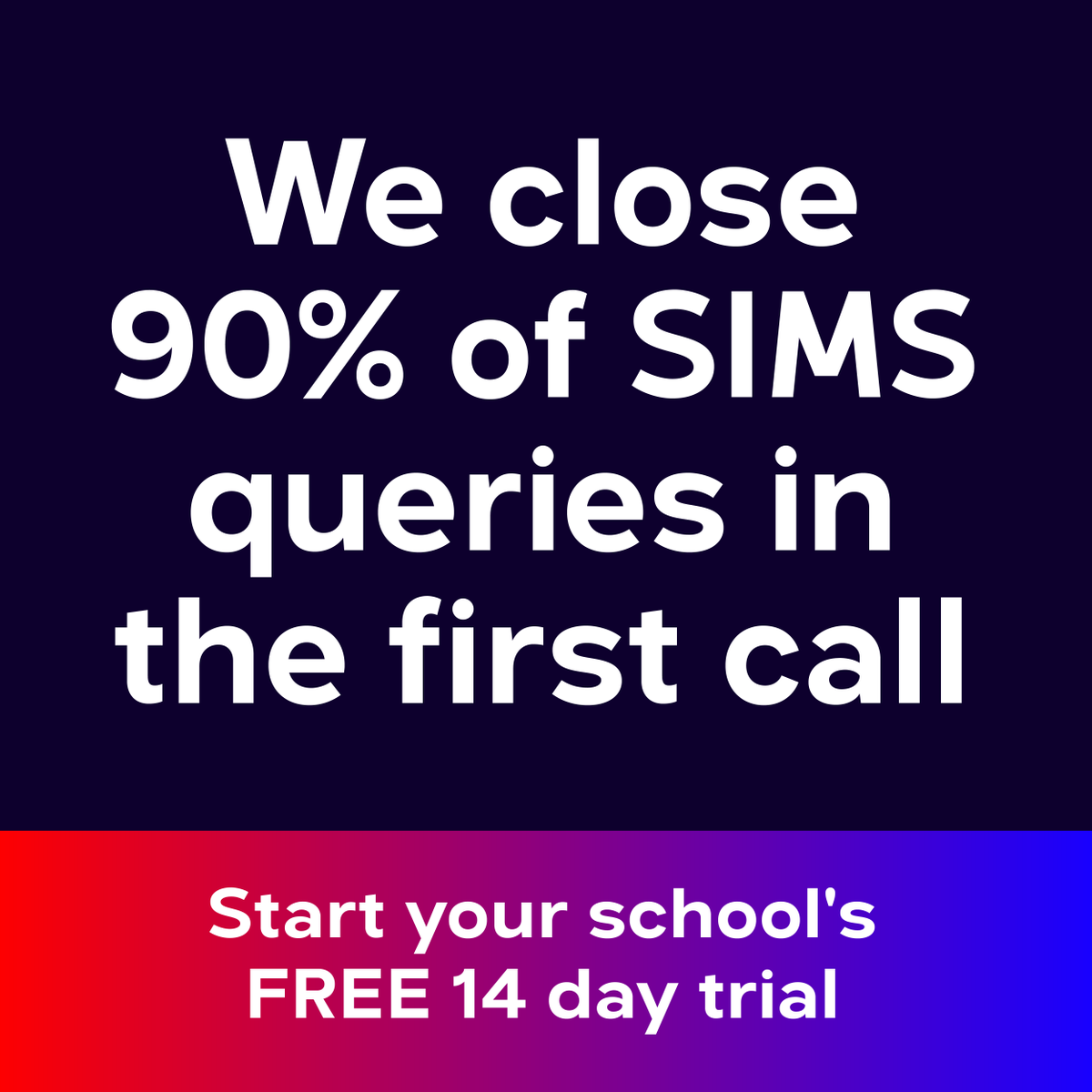 schoolicts's tweet photo. We close 90% of SIMS queries in the first call!
We are offering a FREE 14 day trial to let you experience our amazing service and quick response times first hand.
Click to sign up for your trial TODAY!
https://t.co/W91B8cEkSg
#SchoolICT #SIMSSupport #SchoolData #CapitaSIMS https://t.co/i6eSVEE9Fd