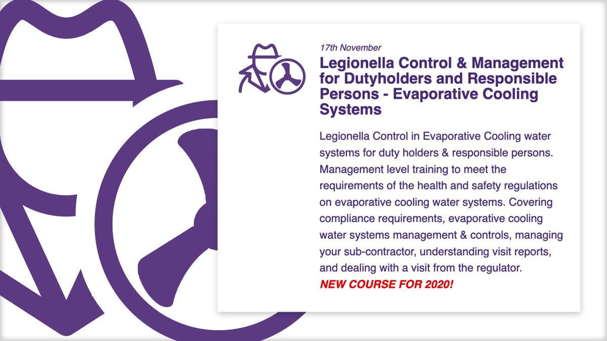 WMSoc1's tweet photo. The #NEW WMSoc #Training #Course!
#Legionella Control & #Management for #Dutyholders and #Responsible Persons – Evaporative #CoolingSystems – #NewFor2020!
#JoinUs #Tuesday 17th #November 2020 – #FullDetails & #Bookings on the #Website here:
https://t.co/RdE3o2uJTQ https://t.co/RsvosR7bPV