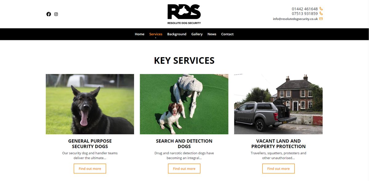 AWDWebDesign's tweet image. A brand new website for Resolute Dog Security Ltd (@LtdResolute) where they provide structured, tailored and bespoke security solutions. 

Take a look at the website here: resolutedogsecurity.co.uk

#webdesign #hertfordshire