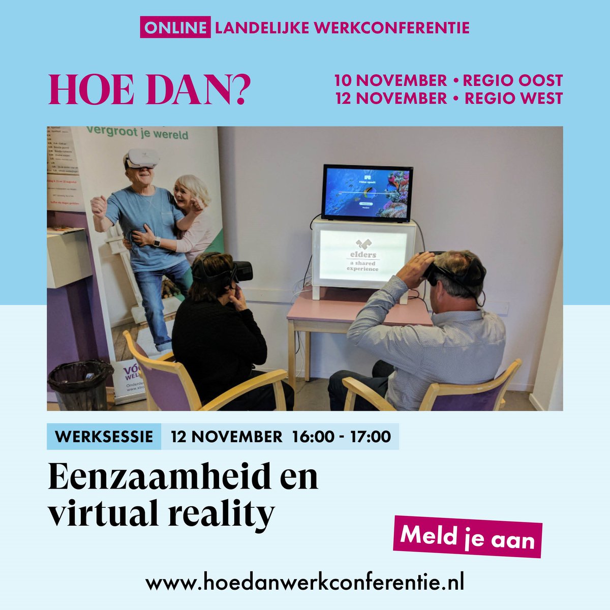 Dat techniek kan verbinden blijkt wel uit onze samenwerking met Q42. Ons concept EldersVR brengt ouderen in een virtual reality elders. Deze techniek kan eenzaamheid verminderen en zelfredzaamheid vergroten. Lees meer over EldersVR:  ow.ly/VhzS50C5Uhr #eentegeneenzaamheid
