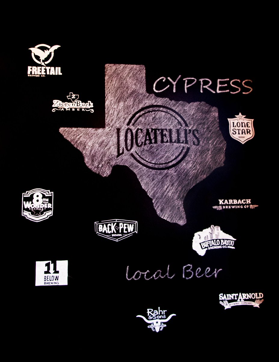 locatellis's tweet photo. These are just a handful of the local beers we have. We know no one beer is alike, and if you drink beer, you’ve got a favorite! What adult beverage are you digging most lately? 🍻

#LocatelliMade #HoustonLocal #DrinkLocalBeer https://t.co/IRx4yCOgua