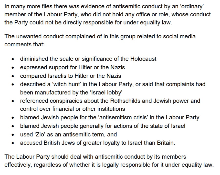 What does antisemitism in the Labour Party look like? These are examples of the appalling antisemitism that the EHRC found. It reads more like a description of the BNP than Labour, but this is the shocking truth of how bad things became.