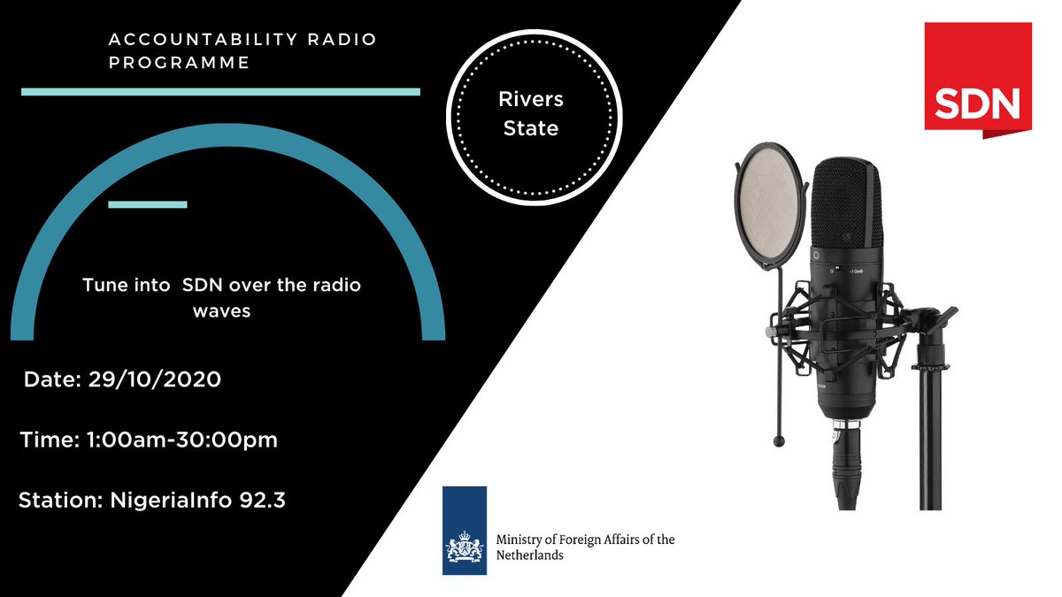 SDNNigerDelta's tweet photo. Tune into @NigeriaInfoPH today at 1:00pm-1:30pm for the #AccountabilityRadioProgramme.
Topic: Transparency, accountability and open governance.
Guest: Fyneface Dumnamene ( Human Rights Defender & Environmental Justice Campaigner).
Join the conversation. https://t.co/TnyK56FB9s