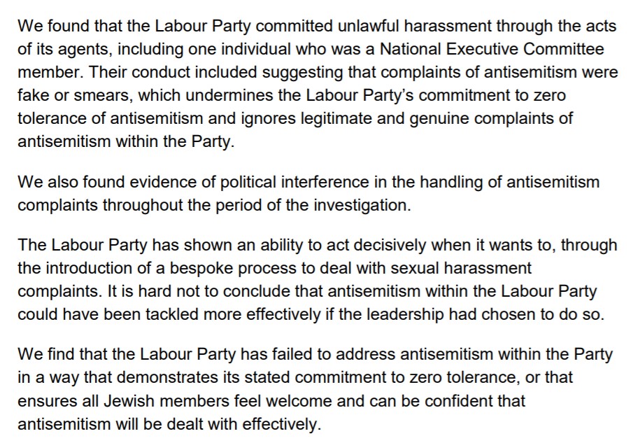 The  @EHRC report into antisemitism in the Labour Party is out today. It finds that Labour broke the law by discriminating against Jews. Here are some of the thoroughly depressing and jaw-dropping 'highlights'.