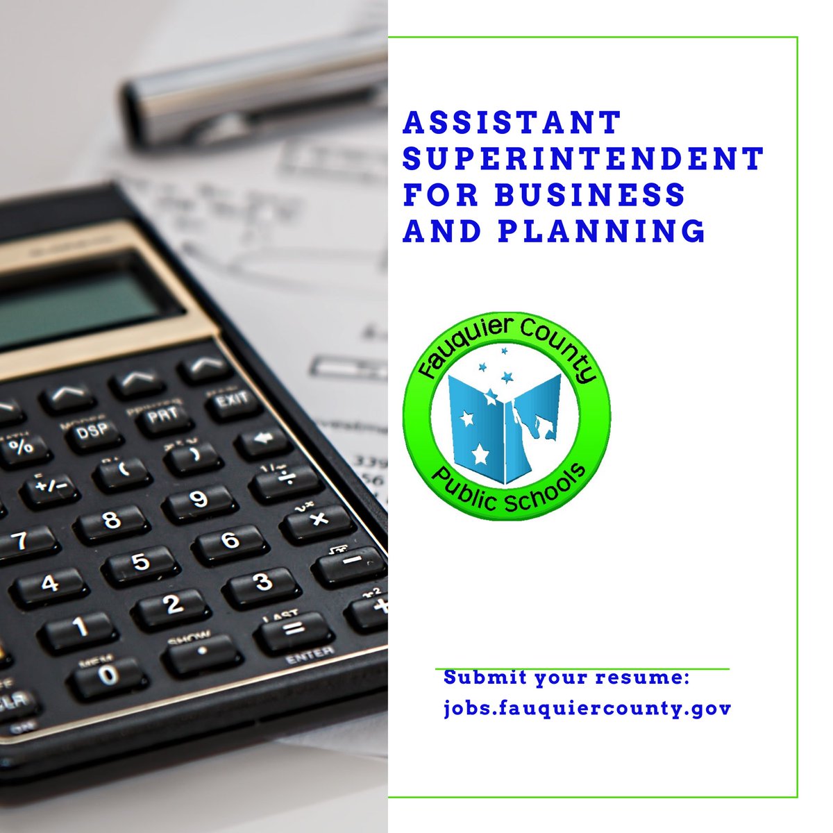 FCPS1jobs's tweet photo. Don’t miss this amazing opportunity! Assistant Superintendent for Business and Planning! Submit your resume today! #jobs #fauquiercounty #publicschool #careers #budgetofficer #finance #recruitment  https://t.co/DwyG9r2mQc https://t.co/GapkUbf7yz