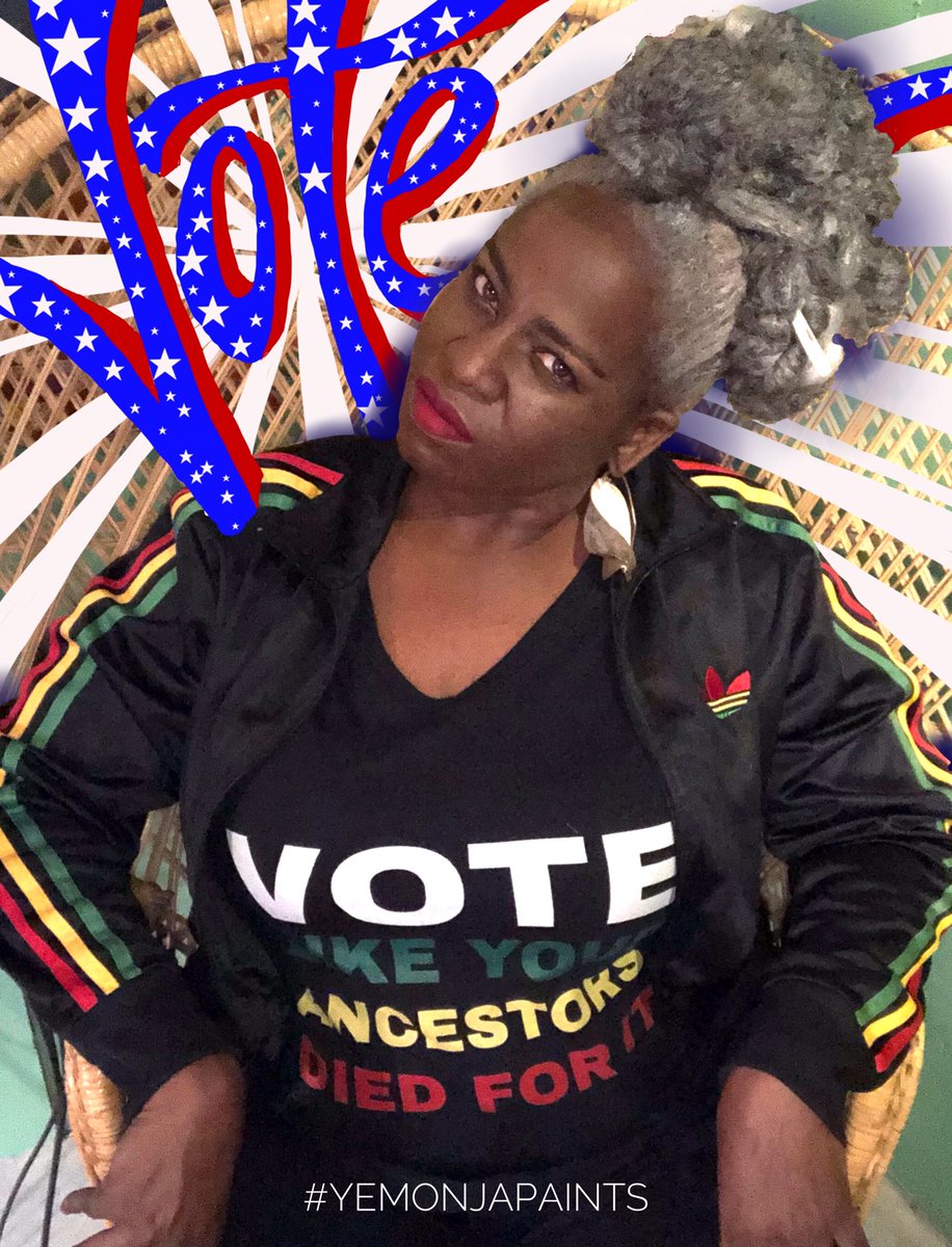 YemonjaPaints's tweet photo. Vote! #vote #2020Elections 👏🏾🔜#vote #vote2020 #yourvotematters #votingplan #earlyvoting #deltasvote #blackvotesmatter #blackvote #yemonjapaints #ourancestorsdiedforthis #ancestors #vintageadidas #butterflychair #adidas #digitalart #yemonja https://t.co/RL2yv753gi