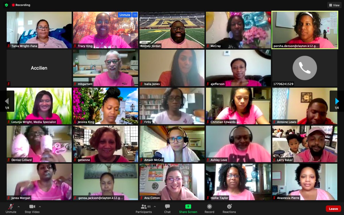 STEMatSouth's tweet photo. Our faculty meeting this month was a Pink Out!  We honored our loved ones impacted by Breast Cancer!  Committed to virtually bringing awareness and fighting for a cure!  Check out our tribute!https://t.co/ebE47qqfTk.          #CancerAwareness #CancerResearch #jmsstrong https://t.co/XYnqh0FgzG