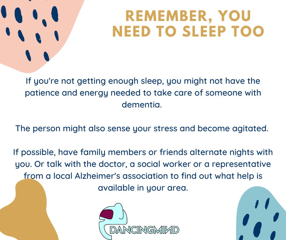 DancingMindDT's tweet photo. Alzheimer's managing sleep problems: a thread. Part 2. #alzheimersawareness #dementia https://t.co/S2LGVgYT6l