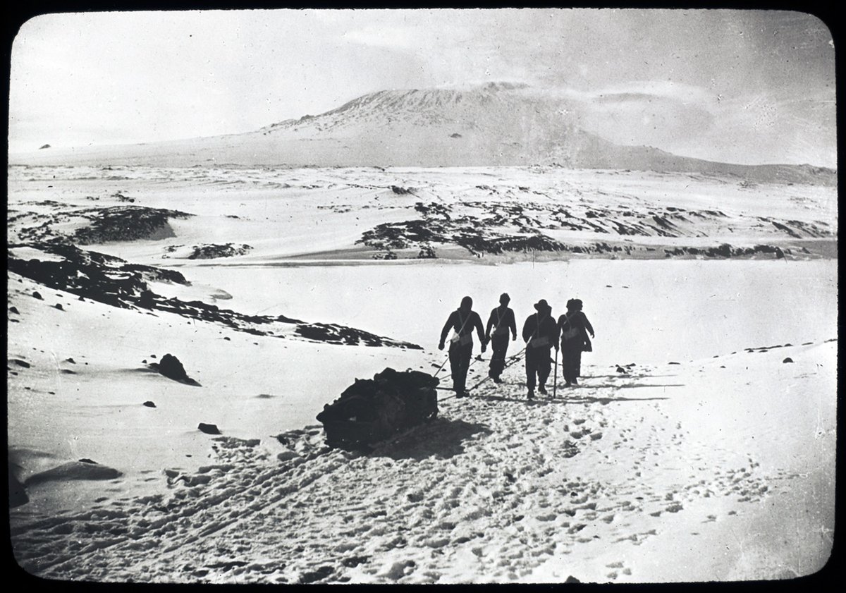 1908, Shackleton, Adams, Marshall and Wild leave Hut Point to attempt the South Pole. "Only those who have experienced Antarctica directly can appreciate the feeling of exhilaration, and excitement that setting out on a journey on a fine day in the Antarctic spring can give."