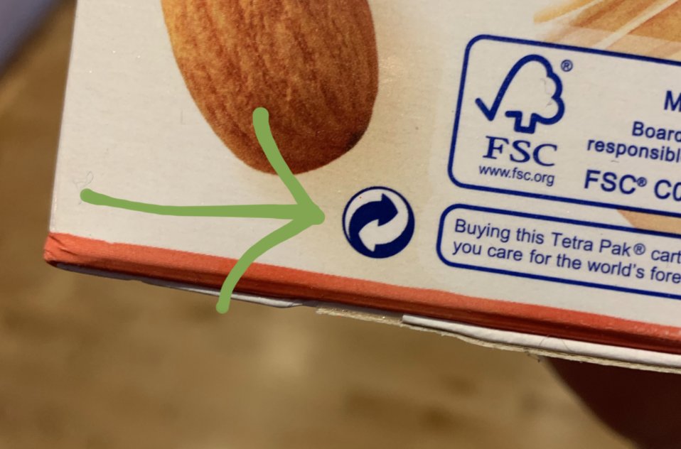 after 9 years of researching for QI the one fact I can't get my head around is that this symbol DOES NOT MEAN THE PRODUCT IS RECYCLABLEit's some greenwashing bullshit that companies can pay to put on their packaging and say they contributed to european recycling efforts