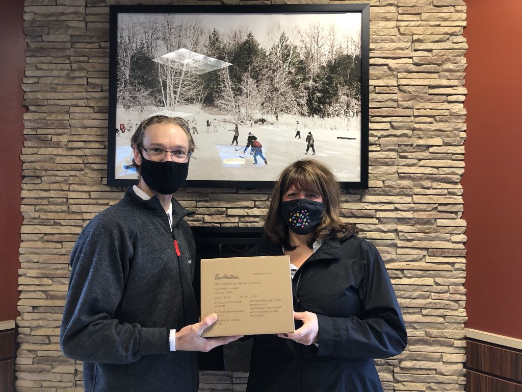 OneKidsPlace's tweet photo. Big thanks to Brandon &amp; @TimHortons for the generous donation of the NHL mini sticks. Our kids love the special treat when they come for a therapy session (and the staff are super jealous!)! 🏒🏒 #thankyou #forourkidsOKP https://t.co/wnsFdyQoze