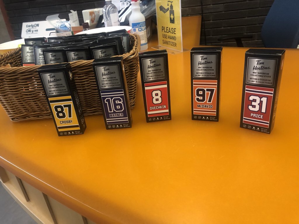 OneKidsPlace's tweet photo. Big thanks to Brandon &amp; @TimHortons for the generous donation of the NHL mini sticks. Our kids love the special treat when they come for a therapy session (and the staff are super jealous!)! 🏒🏒 #thankyou #forourkidsOKP https://t.co/wnsFdyQoze