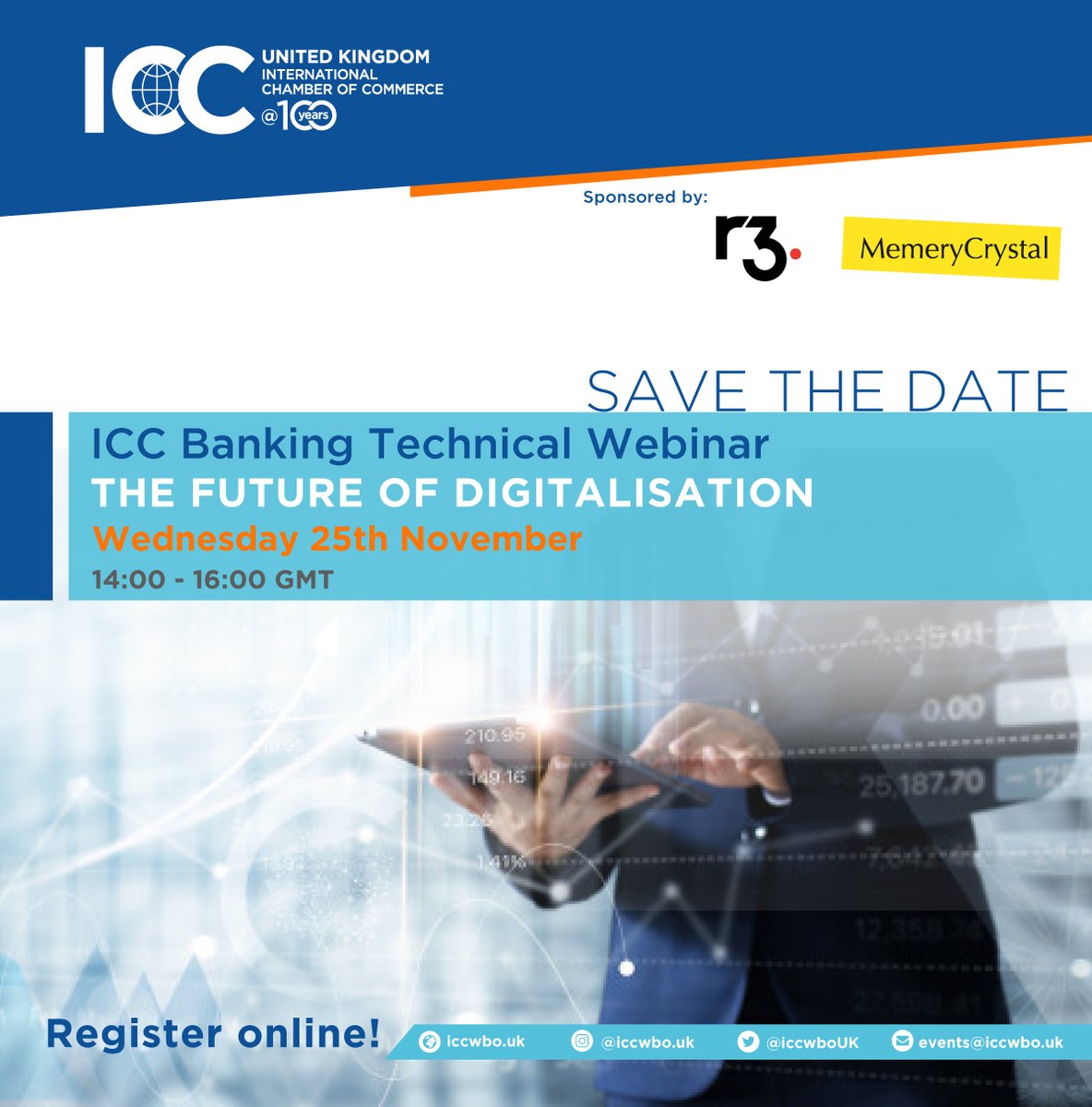 iccwboUK's tweet photo. We are delighted to invite you to the 'ICC Banking Technical Webinar: The Future of Digitalisation' taking place 25th of November. ✍️Full programme &amp; webinar details here: https://t.co/1jOFnLzbHs
#webinar #digitalisation #banking #digitaltrade #blockchain https://t.co/JpYVeeX10r