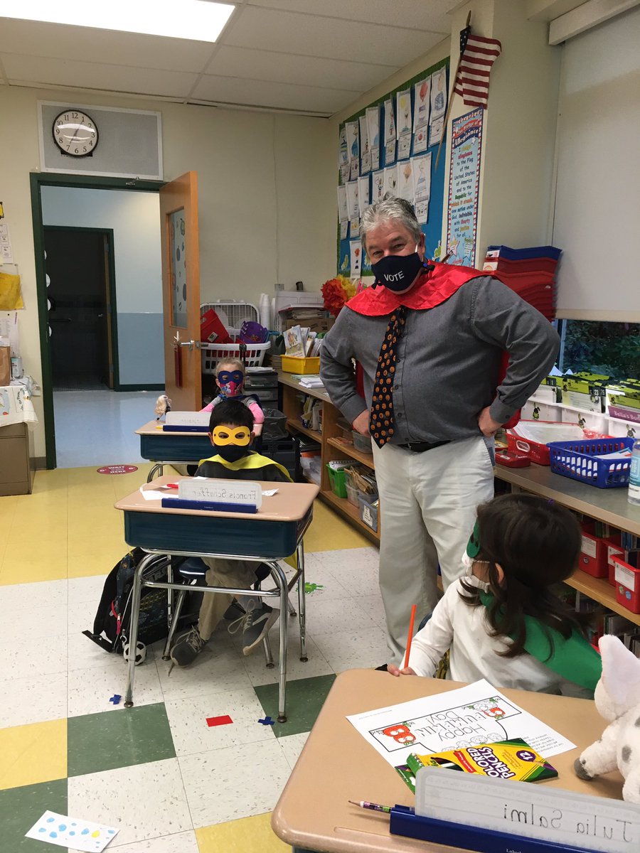 Captain VOTE joined Mrs. Kot’s  First Graders for Super Hero Day!