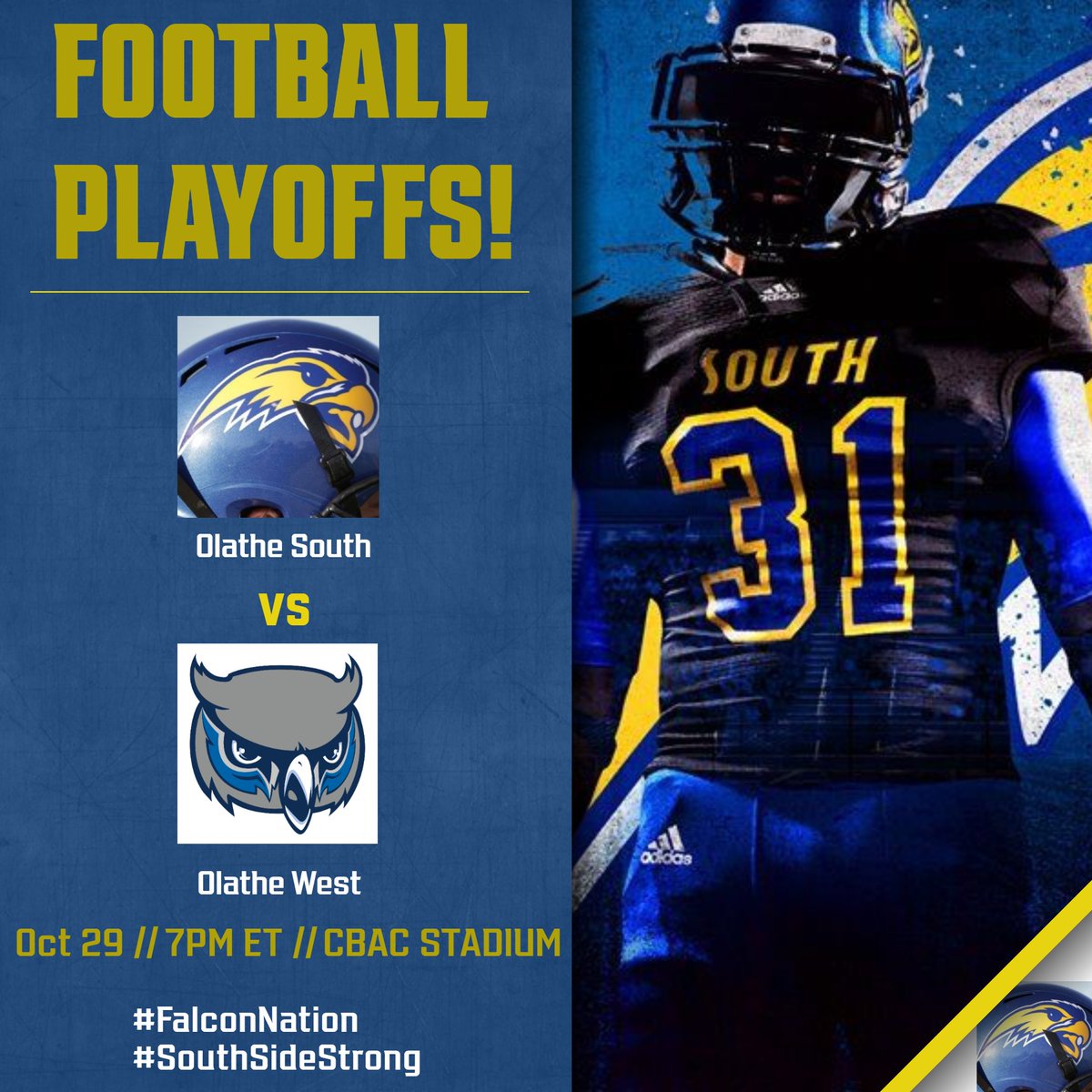MCJohnson1970's tweet photo. Playoff football for @osffbc tonight.
Some Perspective:
🏈Pandemic
🏈Delayed start to season
🏈14-day quarantine mid-season
🏈Injuries to key players
These athletes face adversity as well as any team I've ever seen. #AfraidOfNothing #NothingToLose
@OlatheSouthHS @OS_BirdHouse https://t.co/lcbabrWBj7