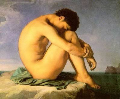 Jean-Hippolyte Flandrin, Jeune Homme nu assis au bord de la mer (1835) | Paul Thomas Anderson, There Will Be Blood (2007)