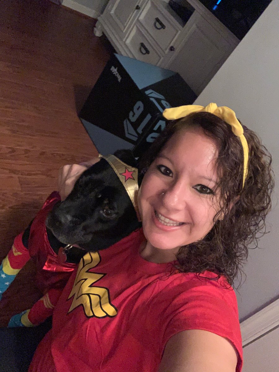 PHESgrade4's tweet photo. Ms. Roussey and her pup Aggie grabbed some of their hero squad to help save the day! Mrs. Veise and her pup MacGyver are here to lend a hand and a paw! #PHESpride #AACPSAwesome #SpiritWeek #superheros https://t.co/OpkriR11y2