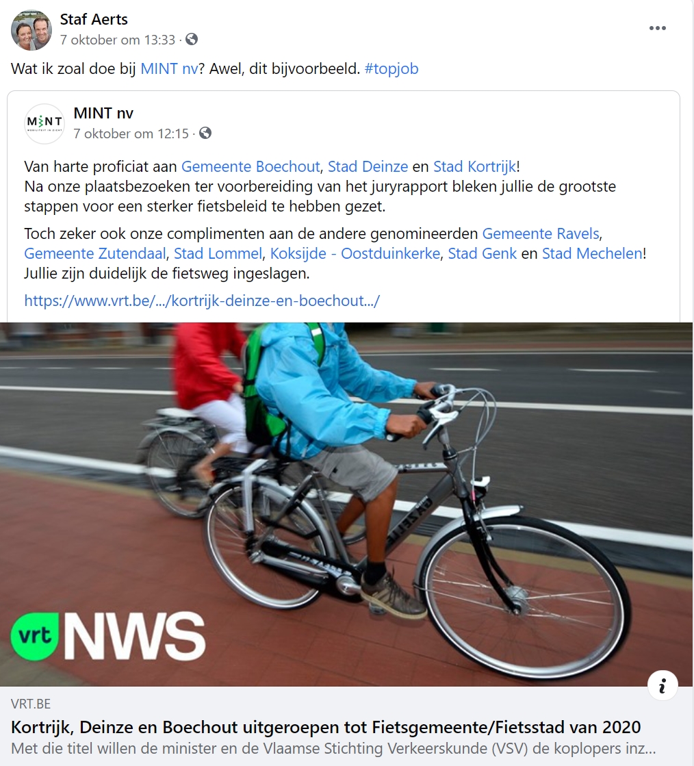 Heb jij net zoals onze collega Staf ook zo'n zin in een #topjob?
Dan heb je zeker zin in MINT!
Als bonus werk jij zelf mee aan de mobiliteit van morgen!
bit.ly/31U5WkX #mobiliteit #jobsbe #mechelen #gent