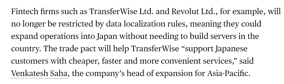 Trade deals -- the UK says it can sign FTAs that better suit its interests. Clearest win so far = easier access for data and financial services in the Japan accord 7/