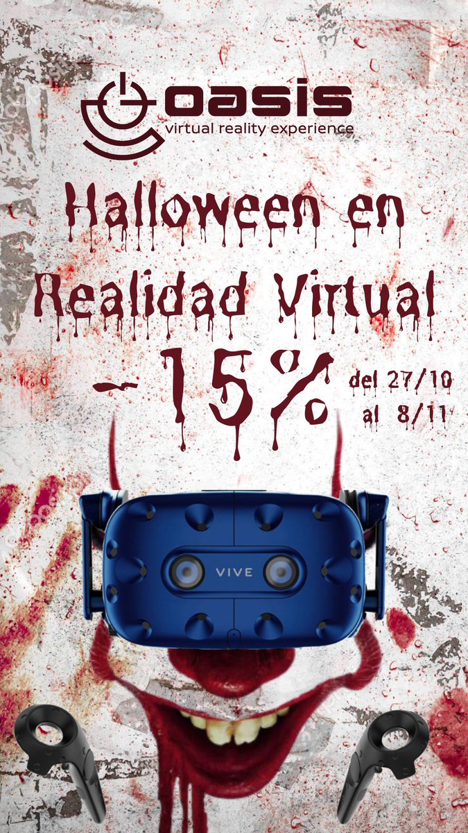 ⚠️¡Ofertón!⚠️ 

¡Oasis VR Experience pone precios de que dan miedo!

¿Quiere pasarlo en grande este 31 de #Octubre2020 ?

¡Pues vente con nosotros y disfruta de todas las experiencias de terror que te ofrecemos!

👻¡Va a ser terrorífico!👻

#Halloween2020  #ocio #VR #diversión