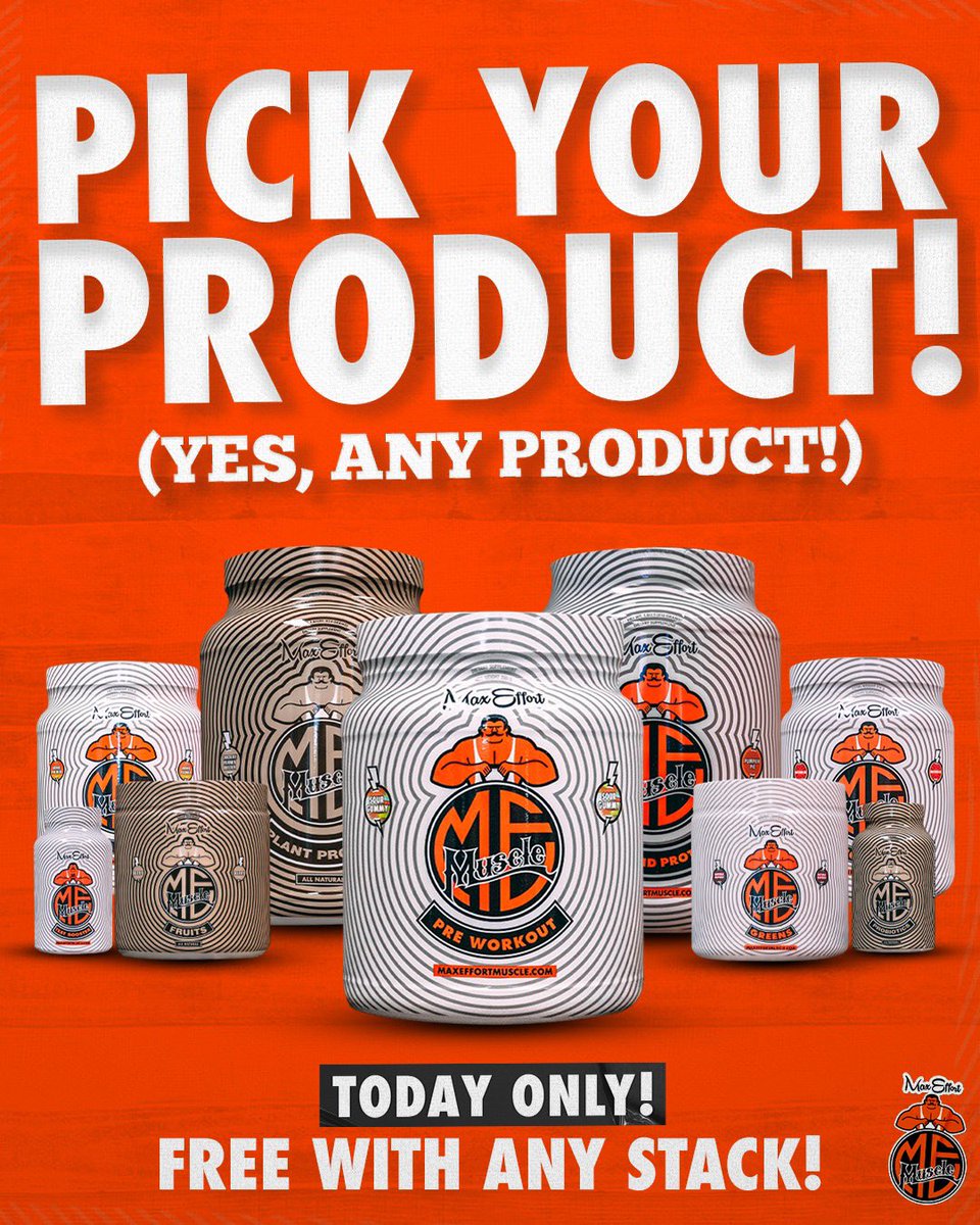 Pick a FREE product today with any stack @maxeffortmuscle https://t.co/Nam0r64cyS