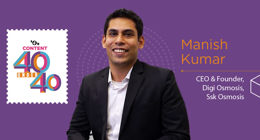e4mtweets's tweet image. Huge round of applause for Manish Kumar, CEO &amp;amp; Founder- Digi Osmosis  for winning at e4m #content40under40 @manishkarma