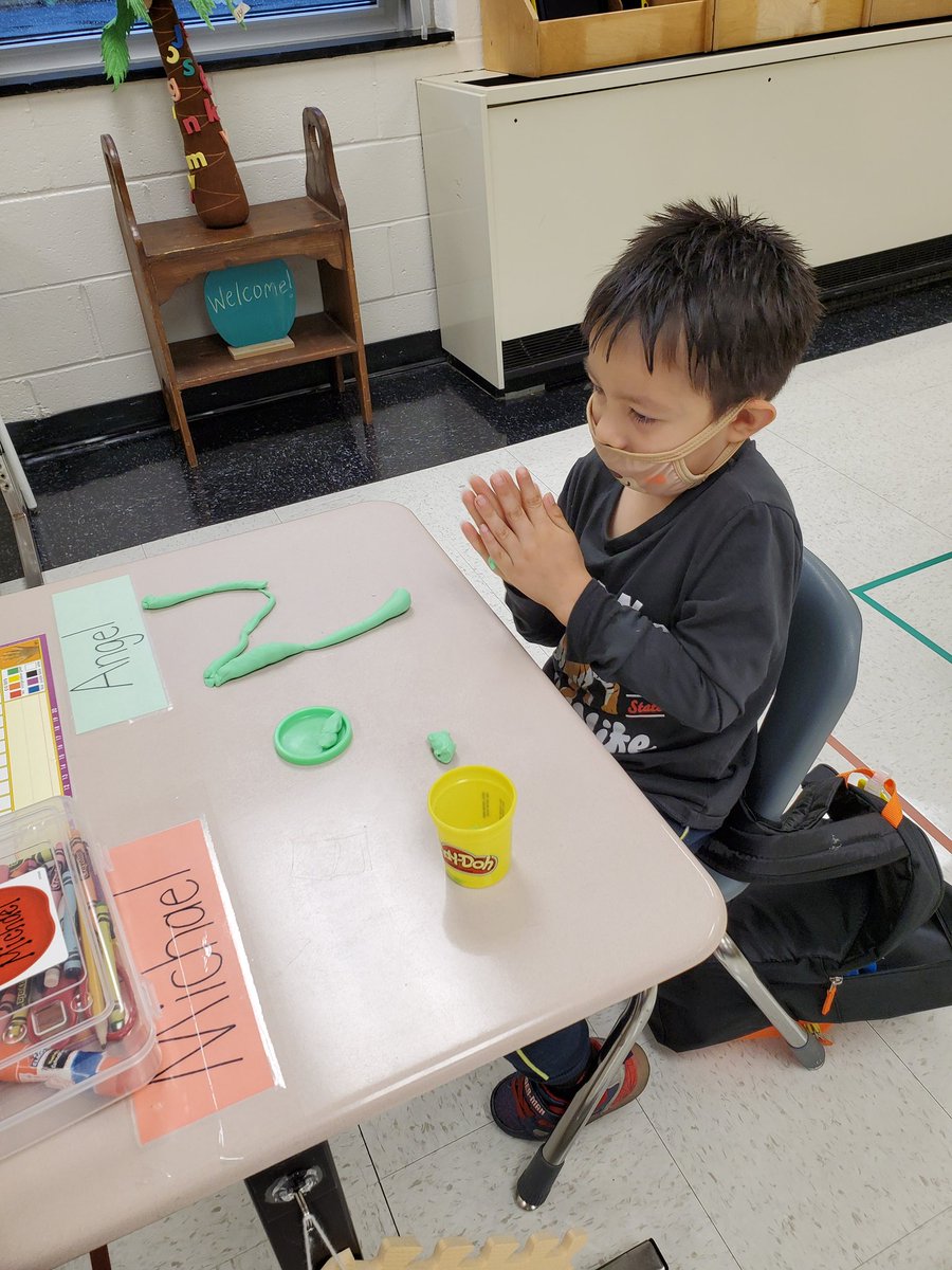 It makes my teacher heart happy to see our kindergarteners choosing to practice letters this morning during their free play play-doh time!  <a href="/GuilfordEle/">Guilford Elementary School</a> <a href="/ms_rinehart/">Jessie Rinehart</a>
