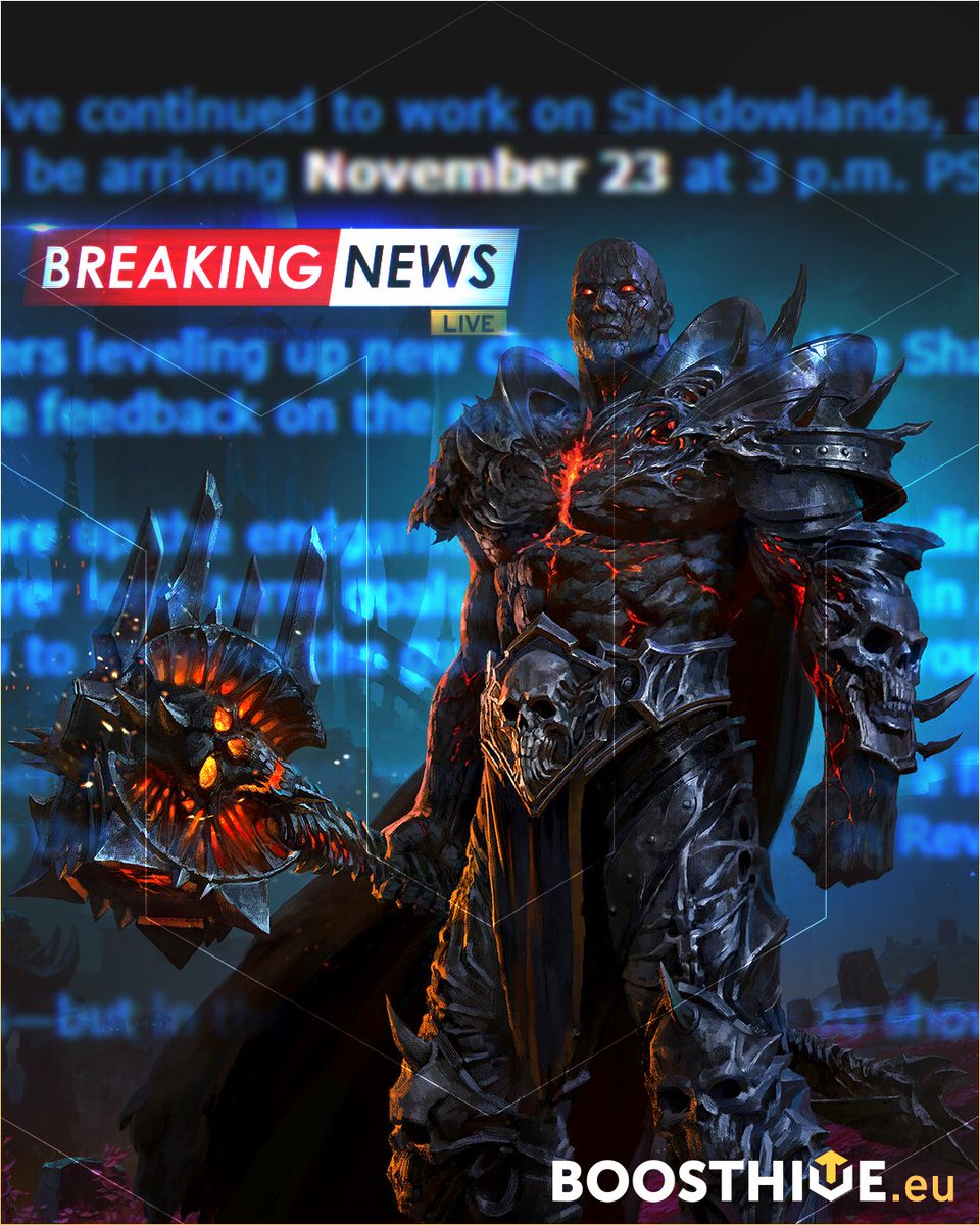 boosthive's tweet image. 🔥#SHADOWLANDS RELEASE DATE November 23🔥

The long-awaited new #WoW expansion will be arriving on November 23 at 3 p.m. PST (November 24 at 12 a.m. CET).

The second time it was announced but still very exciting!

💬 Are you ready this time?

#worldofwarcraft #boosthive