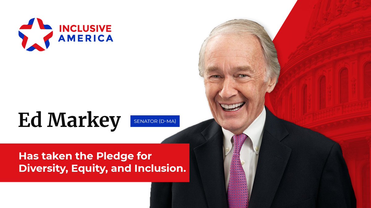 InclusiveUS's tweet image. We are honored that United States Senator Ed Markey has taken the #PledgeForDiversity. Thank you for making  diversity, equity, and inclusion a priority for government personnel at every level. 

Urge your representative to do the same at pledgefordiversity.org/candidates/