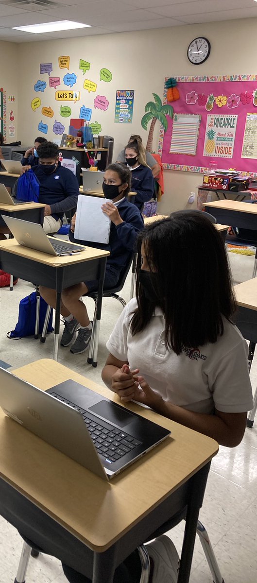Manateecharter1's tweet photo. Mrs. Baretty-Torres’ middle school reading class is analyzing The Raven. This poem of mystery by Edgar Allen Poe, has many elements to explore. Great job middle school! #gomantarays #mcspride #CSUSAhq @EddieRuiz531 @CSUSAJonHage https://t.co/eqpK1XUZua