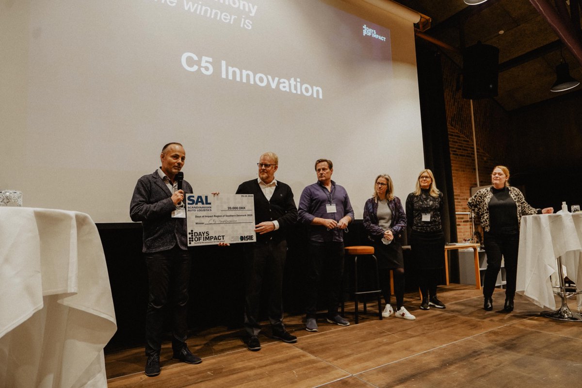 DisieDk's tweet photo. After a day of great conversation, innovation and energetic exchange the winner of Days of Impact in Region Southern Denmark has been announced. Congratulations to:

                   🏆 🍾  C5 Innovation     🎉👏🌱

#DaysofImpact #Sustainableinnovation #Impactstartups #DISIE https://t.co/1VCW1SCLE0