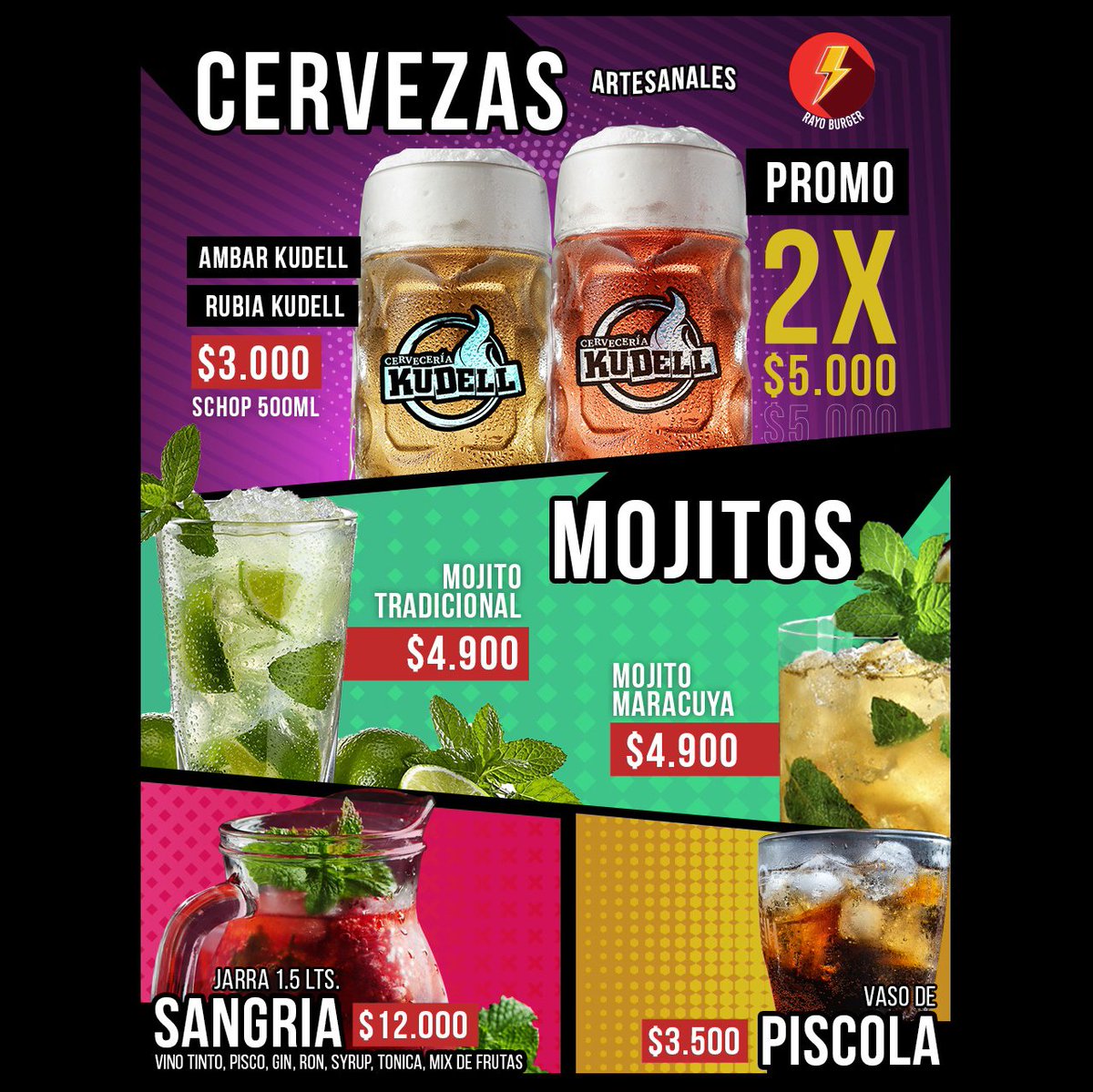 Recibimos este alerta de promoción de nuestros queridos amigos <a href="/Rayo/">JL</a> Burger ⚡⚡⚡. Podrán encontrar nuestras clásicas Golden y Scotch en formato schop y otras cosas deliciosas por si quieres invitar a tu partner no-tan-cervecero(a) 😉😉. Todos(as) felices 🍺. #Promo #cerveza