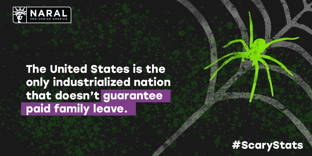 The U.S. still doesn't guarantee paid family leave. It’s regressive policies like this that are frightening for families and prevent reproductive freedom from truly being for 𝗲𝘃𝗲𝗿𝘆 body. But that's exactly why we're fighting.  #ScaryStats