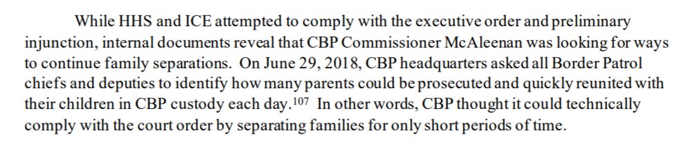 A comprehensive new  @HouseJudiciary report on family separation puts to bed any suggestion that the Trump administration intended to reunite families. One damning new revelation? Former CBP head Kevin McAleenan tried to keep separations going after a court ordered them to stop.  https://twitter.com/pwolgin/status/1321803218628808704