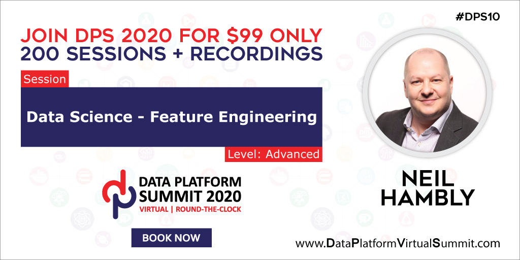 SQLServerGeeks's tweet image. Data Science - Feature Engineering by Neil Hambly at #DPS2020 is UN-MISS-ABLE.
Book your spot today with 50% discount code DPS50.
bit.ly/dps_2020
Pls RT
#SQLServe #AzureSQL #Analytics #Datascience #AI #DPS10