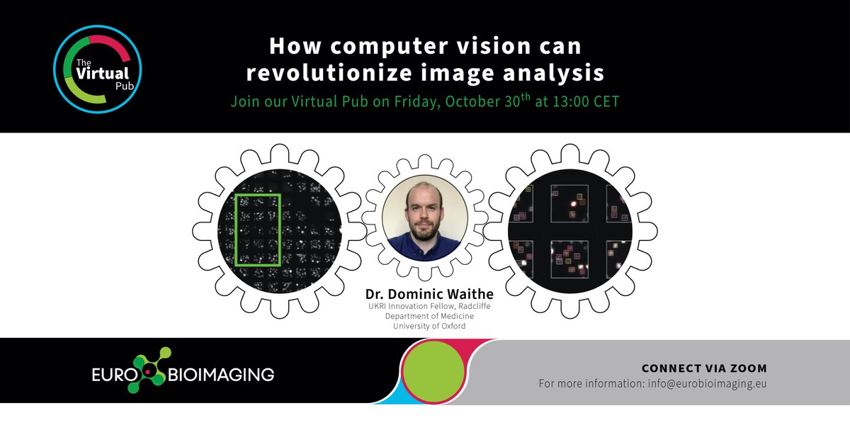 EuroBioImaging's tweet photo. Tomorrow, Dr. Dominic Waithe of the Radcliffe Department of Medicine, Oxford, will share his experience applying advanced computer vision and image analysis techniques to microscopy at The Virtual Pub. All are welcome! 

📆Friday, October 30 @ 13:00 CET 

https://t.co/TRuPqeER7x https://t.co/1Vtx7PUOEp