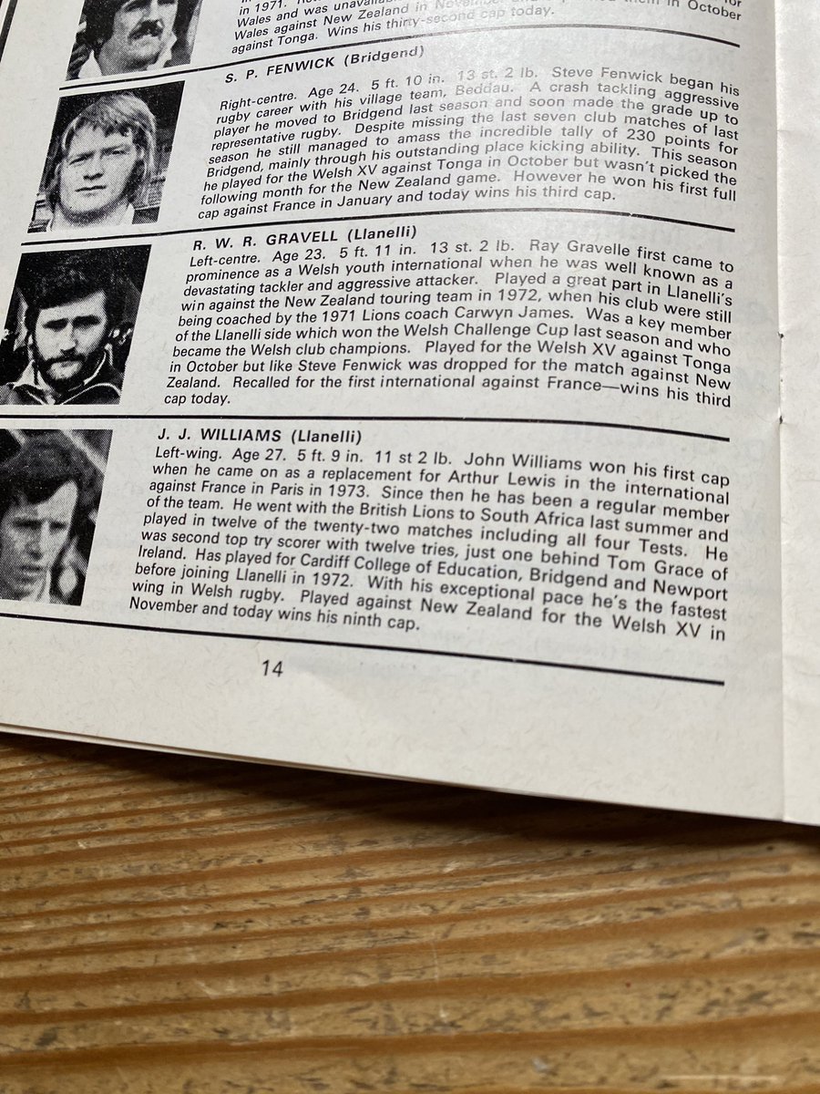 My old international rugby programmes. And there’s JJ. What a marvellous quicksilver maestro. A wonderful player. #jjwilliams #rip