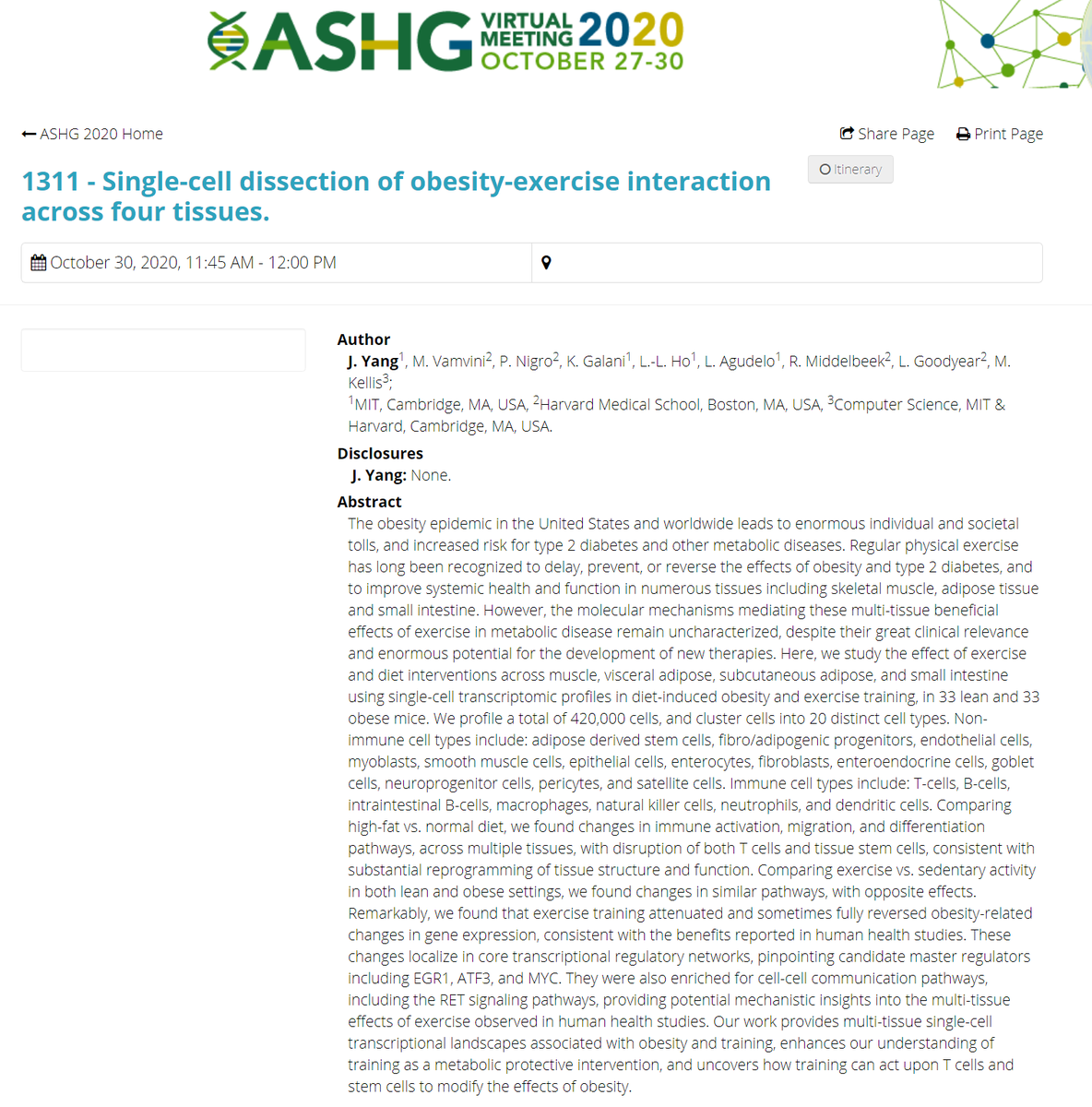 manoliskellis's tweet image. Don't miss our four #ASHG20 talks today/tomorrow on #SingleCell dissection of #Alzheimers #Obesity #Exercise #Schizophrenia using #scRNA #scATAC #GWAS #eQTLs #Mosaicism Big congrats to #MariaKousi #AustinWang #XushenXiong #JackieYang and our collaborators!