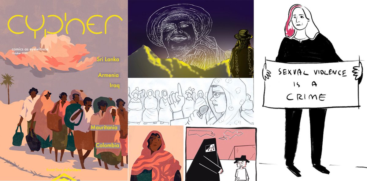 FrontLineHRD's tweet image. OUT NOW: CYPHER 04, the Front Line Defenders Award edition featuring #HRDs from #SriLanka #Iraq #Armenia #Mauritania #Colombia

Follow on Instagram: instagram.com/cypher_comics/

visit  frontlinedefenders.org/cypher

&amp;amp; download Cypher (PDF or Epub)
&amp;amp; to learn how to subscribe (in progress).