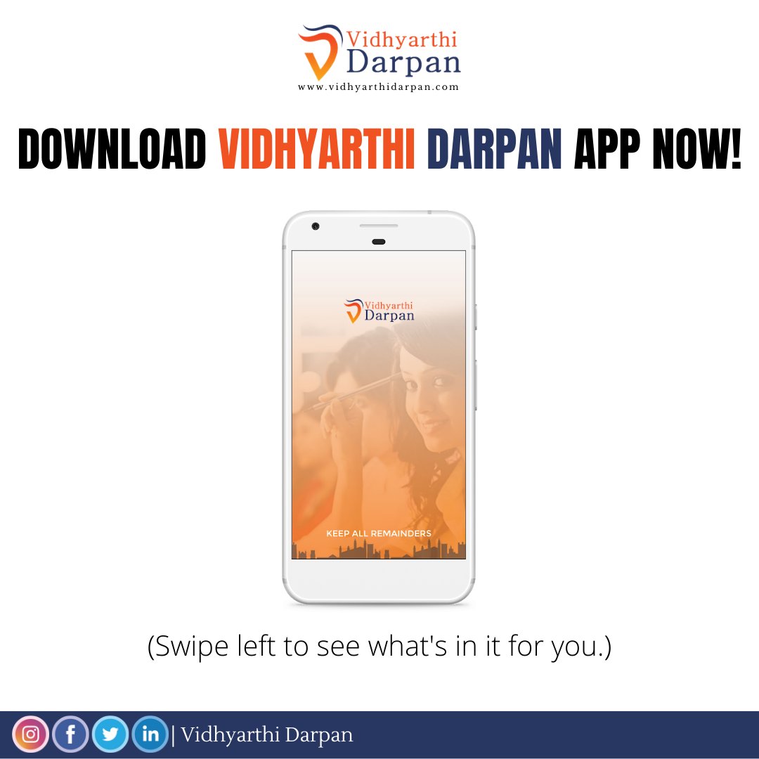 vidhyarthidarpa's tweet photo. Download Vidhyarthi Darpan app from play store or app store NOW!!!!!!
#vidhyarthidarpan #vdapp #applaunch #appstore #playstore #apps #technology #students #studentopportunities #college #collegestudent #studentsuccess #goodies #studymaterial #scholarship #study https://t.co/jCdRF7B1r6