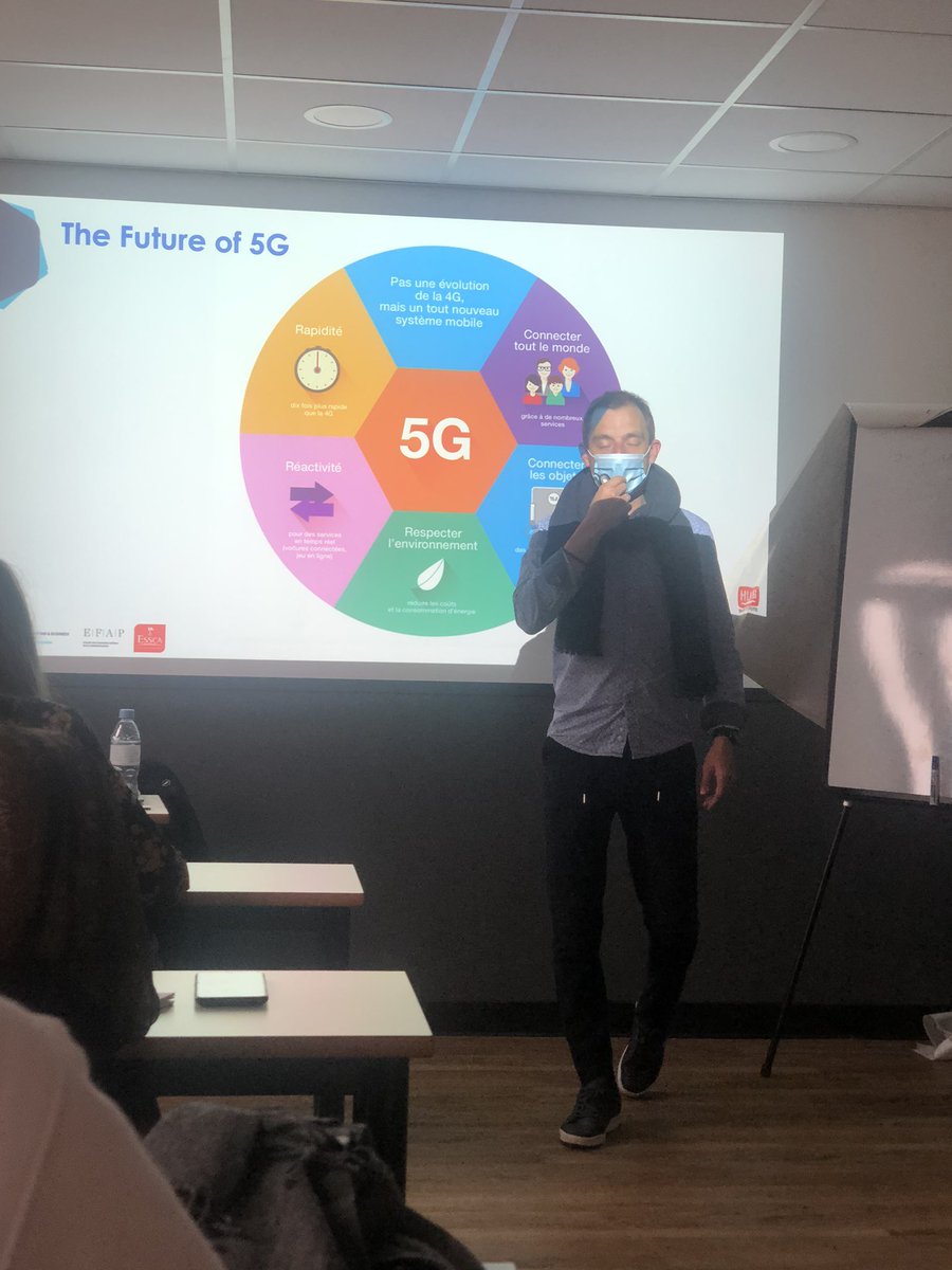Aujourd'hui, on a vu avec <a href="/ArnaultChatel/">Arnault Chatel</a> le futur des usages numériques mobiles #5G . Adaptons nos standards à la réalité du numérique 📱 #MBADMB #business #DigitalMarketing #DigitalEconomy